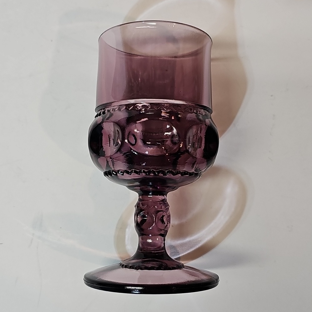 S/4 Indiana Glass Colony King's Crown Amber Green Blue Purple Water Goblets - Picture 6 of 7